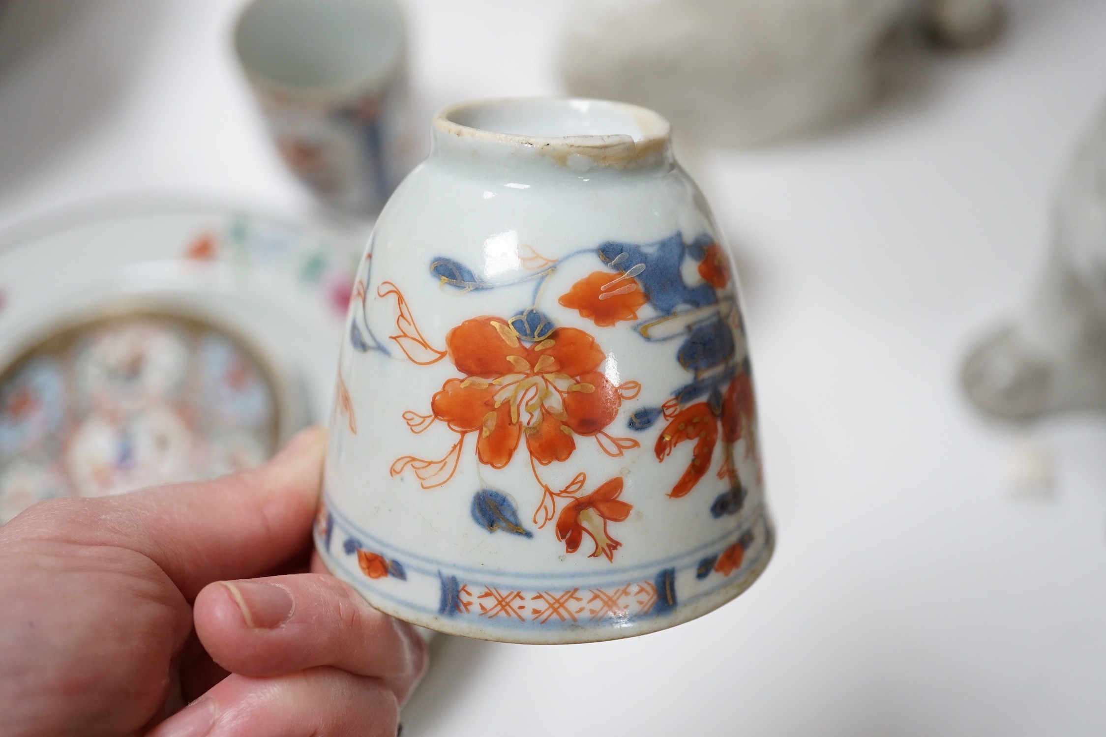A group of 18th century Chinese export vases, bowls, cups, plates etc. vases 20cms high (20)